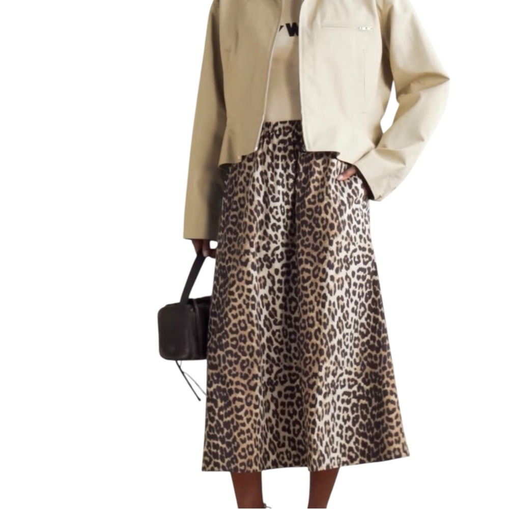 NWT Ganni Leopard Print Organic Cotton Skirt Size EU 36 / US 4 - Picture 3 of 12